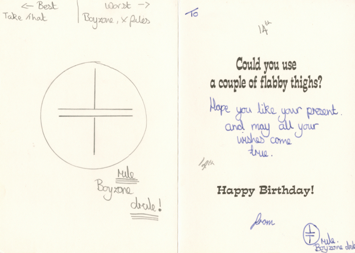 Birthday Card
14th Birthday.  Pro Take That birthday card
EB-C
Keywords: Scrapbook Birthday Card