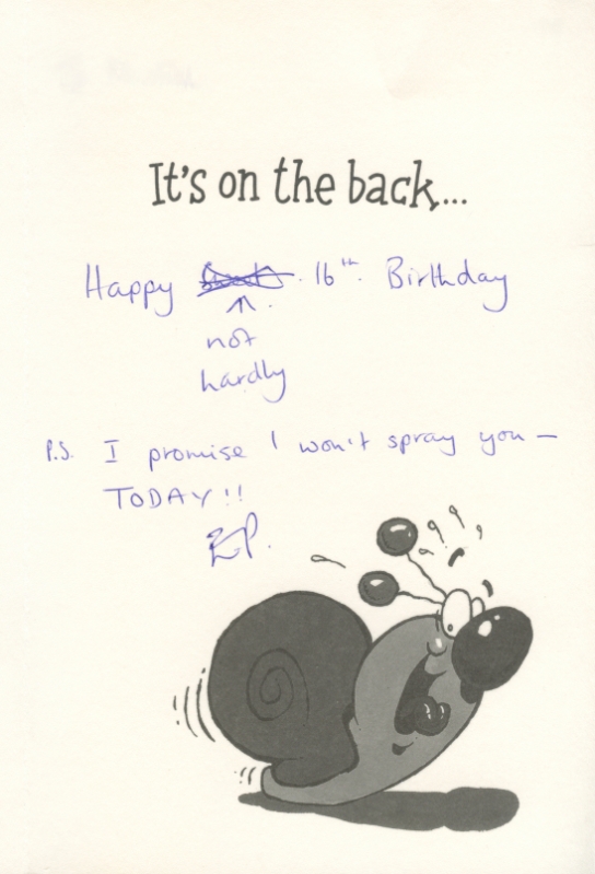 Birthday Card
16th Birthday - Insulting card from a teacher
EP
Keywords: Scrapbook Birthday Card Teacher
