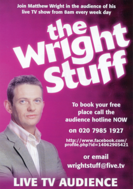 TV Flyer
The Wright Stuff
Keywords: Scrapbook Flyer Wright Stuff London