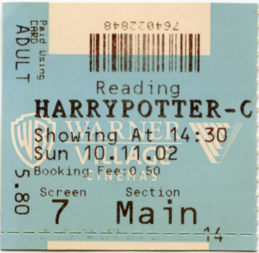 Cinema Ticket
Harry Potter and the Chamber of Secrets 
Keywords: Scrapbook Cinema Ticket
