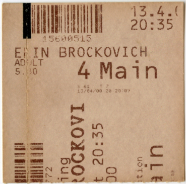 Cinema Ticket
Erin Brockovich
Keywords: Scrapbook Cinema Ticket