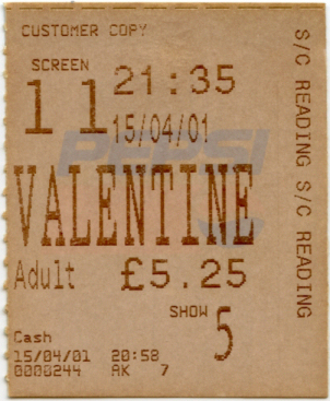 Cinema Ticket
Valentine
Keywords: Scrapbook Cinema Ticket