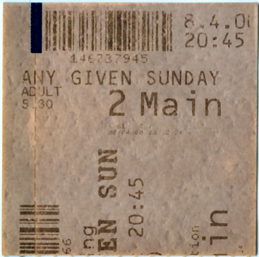 Cinema Ticket
Any Given Sunday
Keywords: Scrapbook Cinema Ticket
