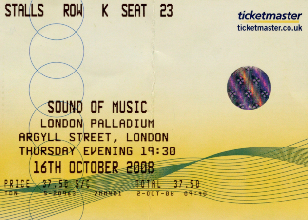 Theatre Ticket
Sound of Music - London
Keywords: Scrapbook Theatre Ticket