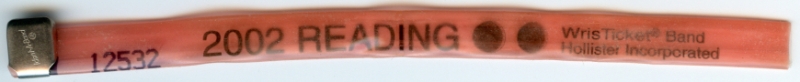 Festival Wristband
Reading day ticket 2002 - Weekend sold out :)
Keywords: Scrapbook Festival Wristband