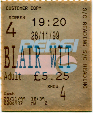 Cinema Ticket
Blair Witch Project
Keywords: Scrapbook Cinema Ticket