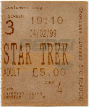 Cinema Ticket
Star Trek Insurrection 
Keywords: Scrapbook Cinema Ticket