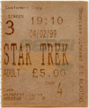 Cinema Ticket
Star Trek Insurrection 
Keywords: Scrapbook Cinema Ticket