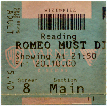 Cinema Ticket
Romeo Must Die
Keywords: Scrapbook Cinema Ticket