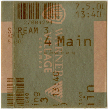 Cinema Ticket
Scream 3
Keywords: Scrapbook Cinema Ticket
