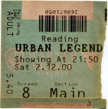 Cinema Ticket
Urban Legends
Keywords: Scrapbook Cinema Ticket