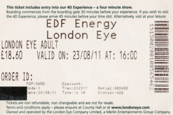 Event Ticket
London Eye
Keywords: Scrapbook Event Ticket