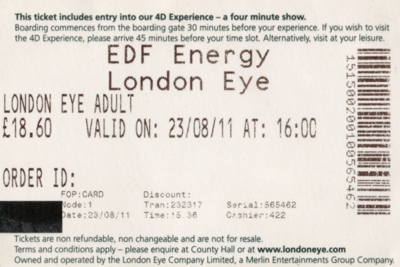 Event Ticket
London Eye
Keywords: Scrapbook Event Ticket