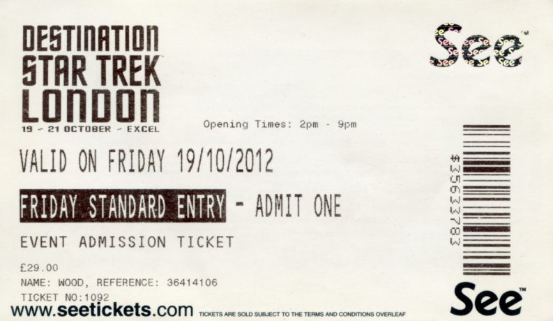 Convention Ticket
Star Trek: Destination London - Can I claim my geek card now?
Keywords: Scrapbook Convention Ticket