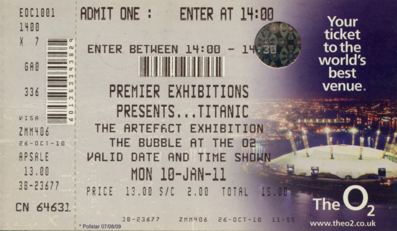Event Ticket
Titanic Exhibition
Keywords: Scrapbook Event Ticket