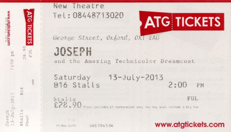 Theatre Ticket
Joseph Tour
Keywords: Scrapbook Theatre Ticket