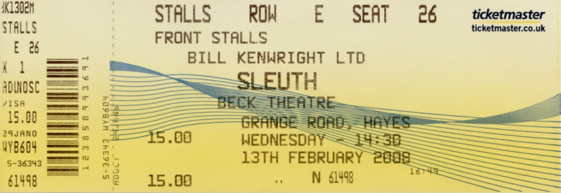 Theatre Ticket
Sleuth Tour
Keywords: Scrapbook Theatre Ticket