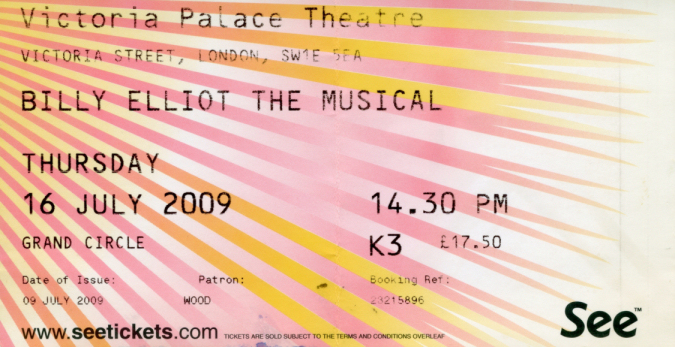 Theatre Ticket
Billy Elliot - London
Keywords: Scrapbook Theatre Ticket