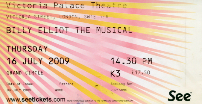 Theatre Ticket
Billy Elliot - London
Keywords: Scrapbook Theatre Ticket