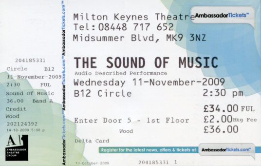 Theatre Ticket
Sound of Music Tour
Keywords: Scrapbook Theatre Ticket