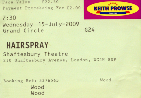 Theatre Ticket
Hairspray - London
Keywords: Scrapbook Theatre Ticket