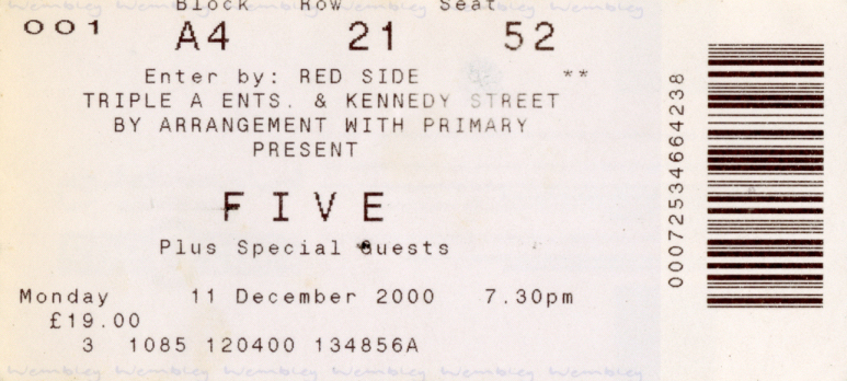 Concert Ticket
5ive Wembley
Keywords: Scrapbook Concert Ticket